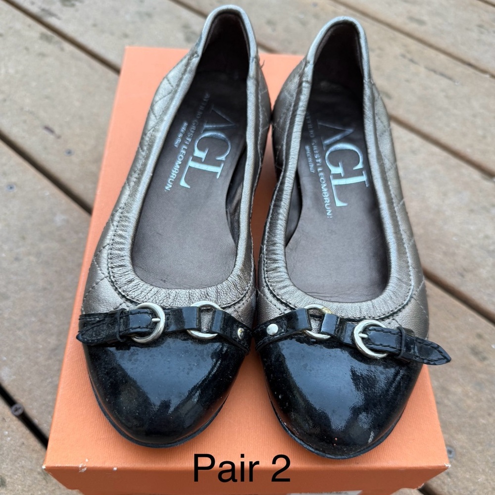 AGL Metallic Bronze and Black Loafers